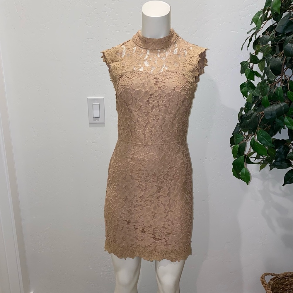 LIKE NEW // ANGL Taupe/Beige Lace Dress - M